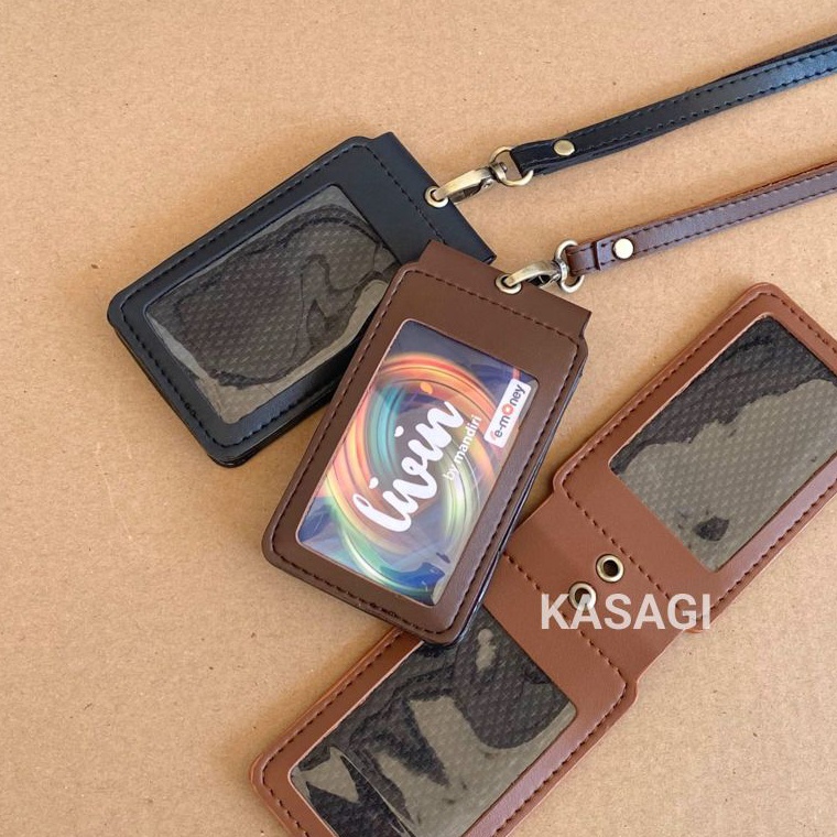 

Obral Belanja ID Card Holder Magnet Lanyard Nametag kulit Holder Flip 2 sisi MM1