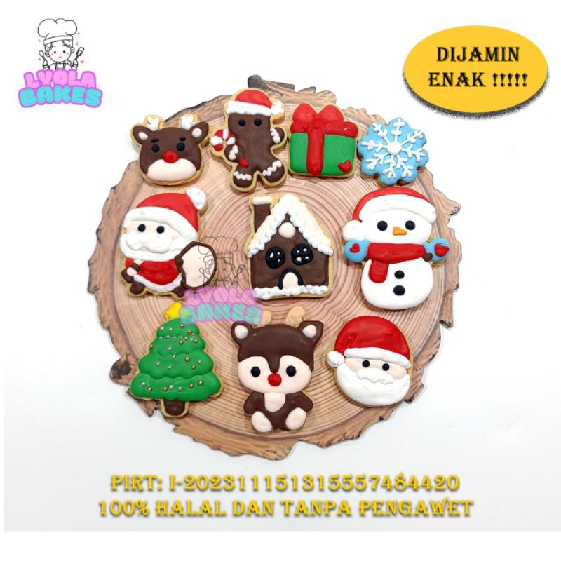 

Cookies Natal Paket 10pcs cookie kukis Hias karakter character Christmas kue kering icing royal