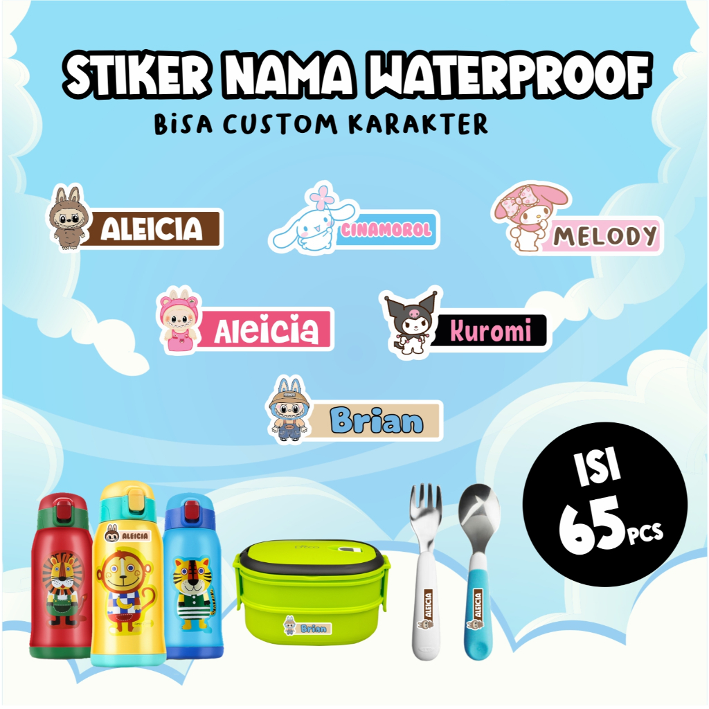 

CUSTOM LABEL NAMA / STIKER WATERPROOF / ALAT MAKAN / BOX BEKAL / BOTOL / TUMBLER