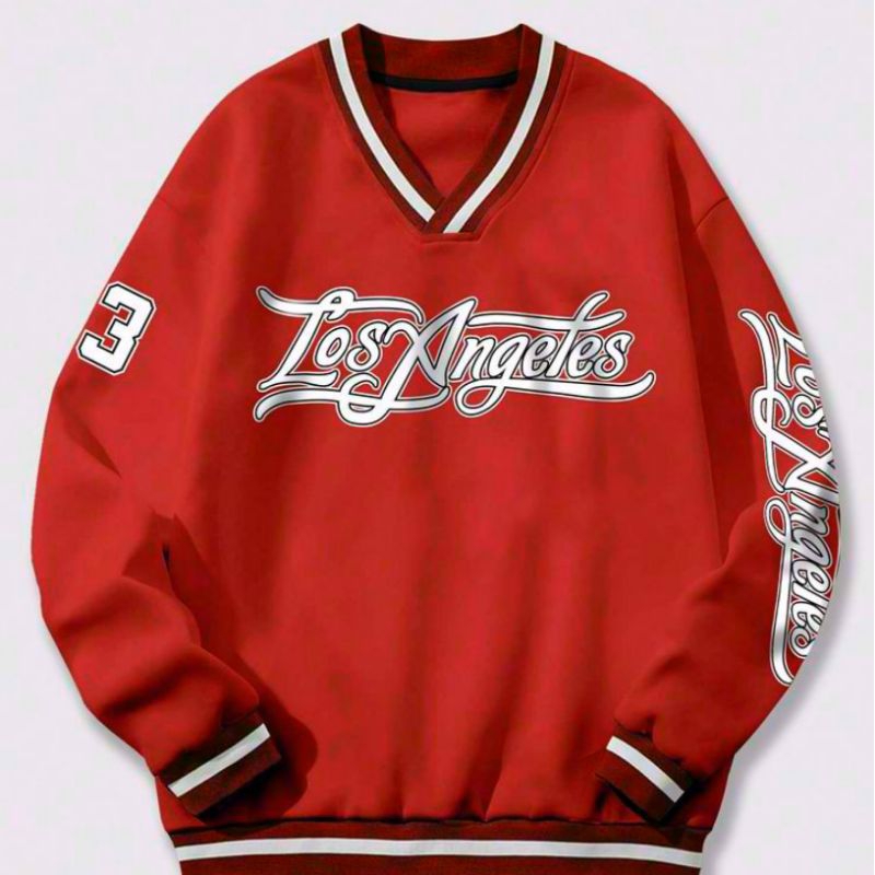 LOS ANGELES SWEATER V- NECK OVERSIZE S-6XL JUMBO FLEECE UNISEX CASUAL