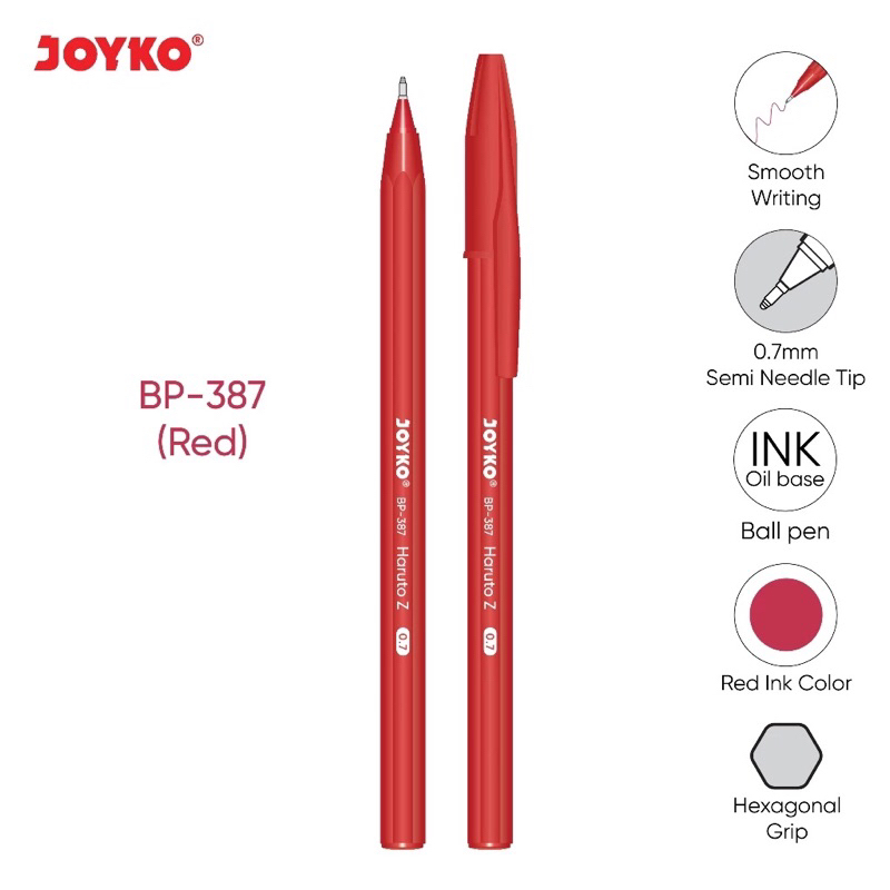 

12 Pcs!! PENA JOYKO HARUTO Z BP-387 MERAH