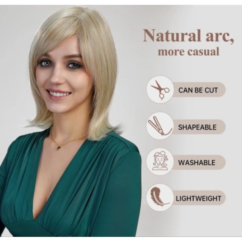 GRIYA REMA Wig Wanita Blonde Wig Gaya Eropa Wig Wanita Lurus Wig Wanita Korean Style Wig Blonde