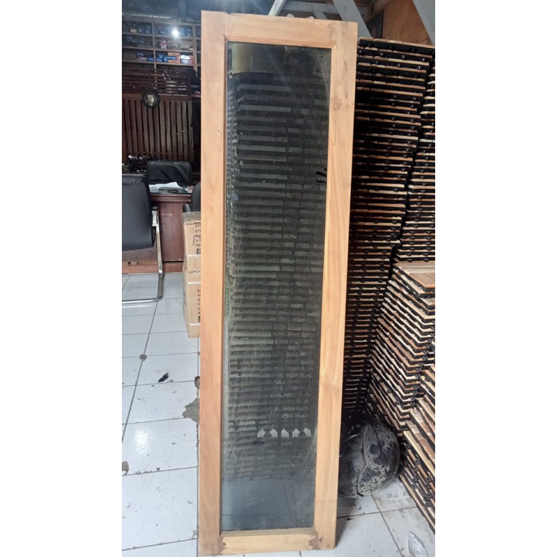 DAUN JENDELA + KACA RIBEN 100% KAYU JATI