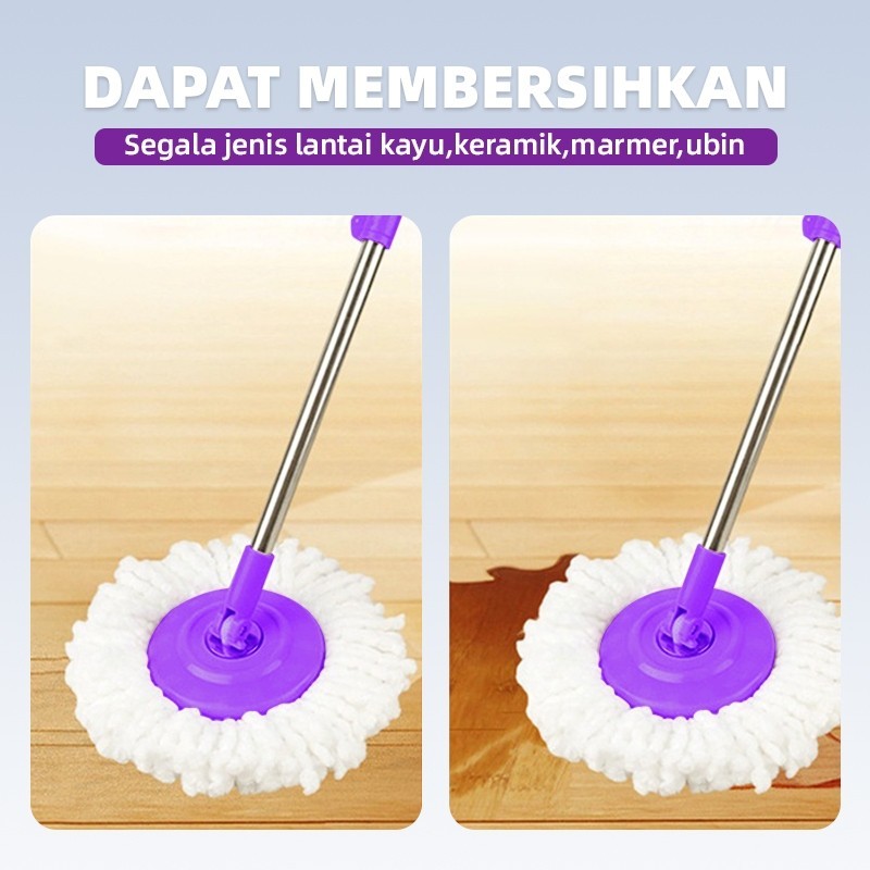 Wallpaperbandung887 Spin Mop Putar 360 Stainless Steel Alat Pel Lantai Dengan Ember - TB02