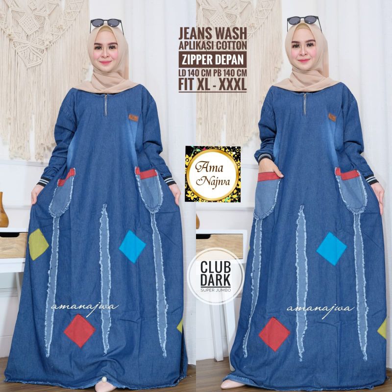 JUMBO LD 140 CM CLUB GAMIS BAJU WANITA JEANS JUMBO BY AMANAJWA