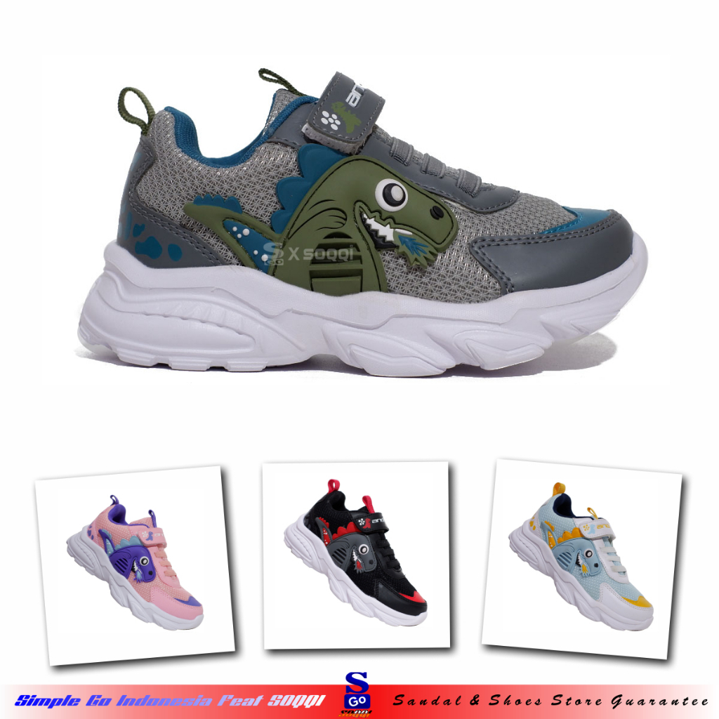 Ando Tyranno sepatu sekolah anak perempuan tk sd perekat sneakers anak cewek velcro ori Ando 29-32