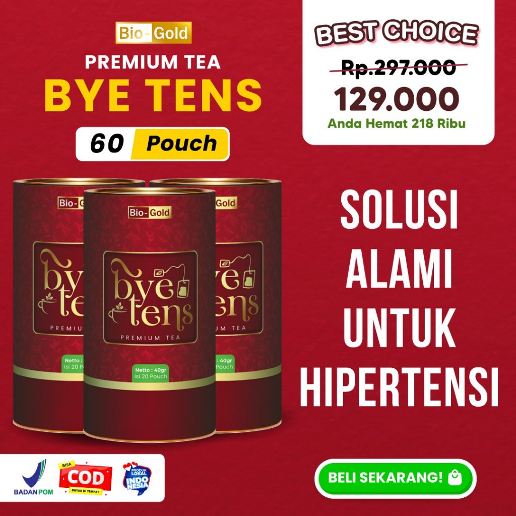 

Bio Gold - Bye Tens Teh Hipertensi Premium Tea Untuk Sakit Kepala Menurunkan Tekanan Darah Original