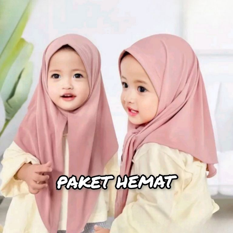 KODE V94C PAKET HEMAT 3 PCS HIJAB SEGITIGA INSTAN ANAK LABEL AKRILIK 4 THN JERSEY