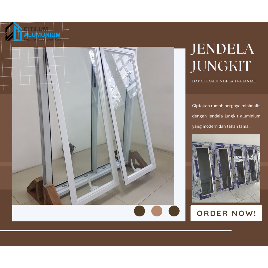 jendela aluminium kusen 3inch ukuran 150x80