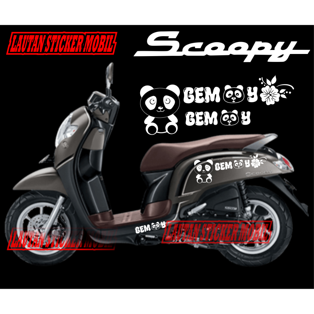 striping montor scoopy tulisan panda gemoy cutting sticker mpntor honda scoopy gambar panda gemoy lu