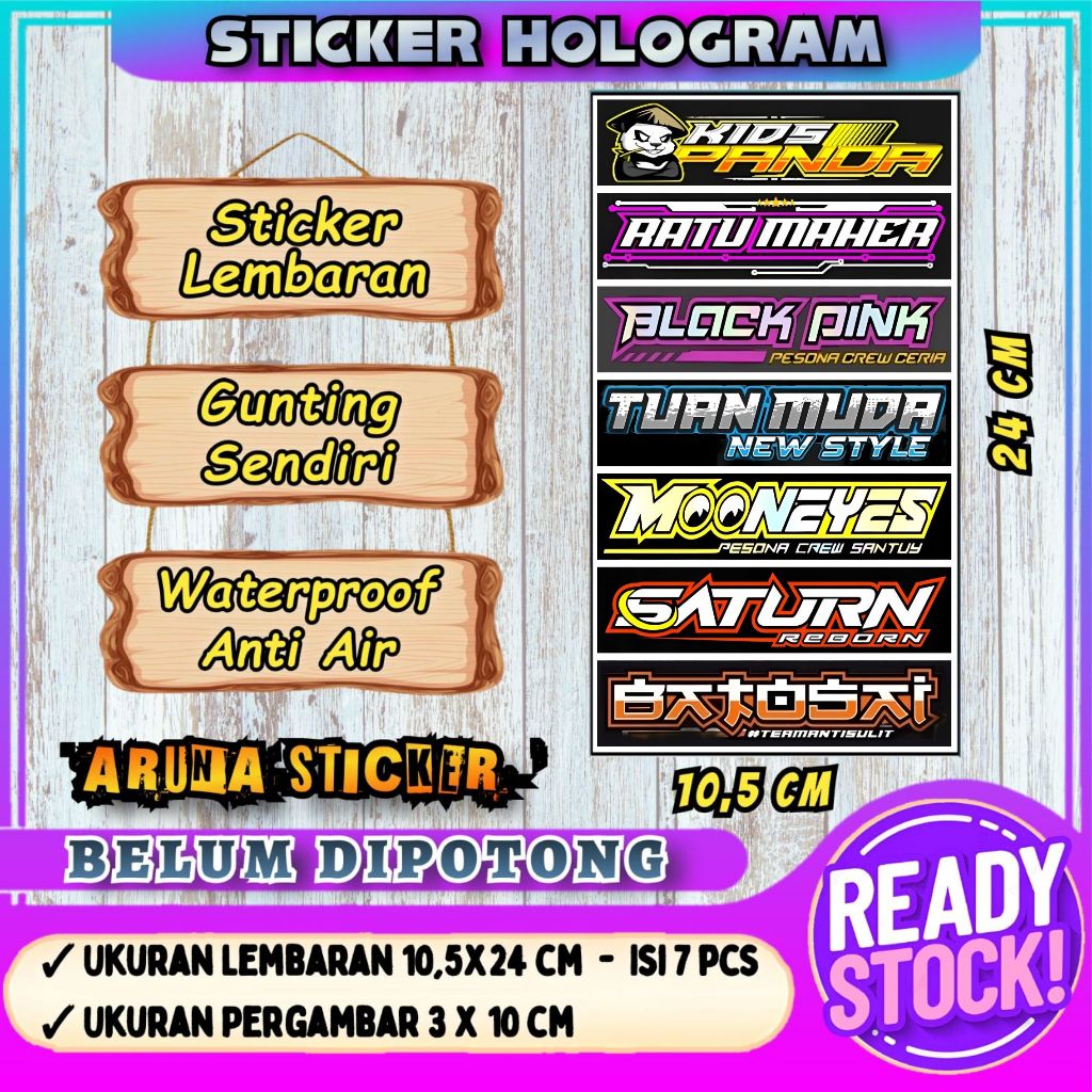 

7 PC STIKER BUS PANJANG Stiker Bus Basuri Lembaran Hologram Anti Air Sticker Telolet Basuri