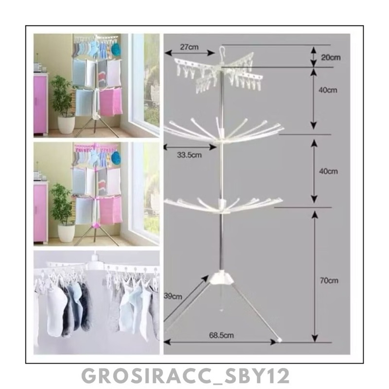 Jemuran Menara Lipat Tempat Jemuran Baju Model Menara 3 Susun Tempat Jemuran