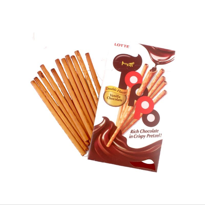 

Lotte Toppo Rich Chocolate in Crispy Pretzel Vanilla Chocolate 17g ( 1 Box / 12 Pillows )