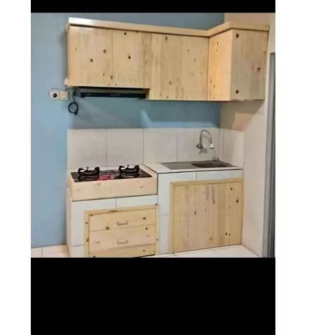 kitchen set atas bawah murah dari kayu jati belanda
