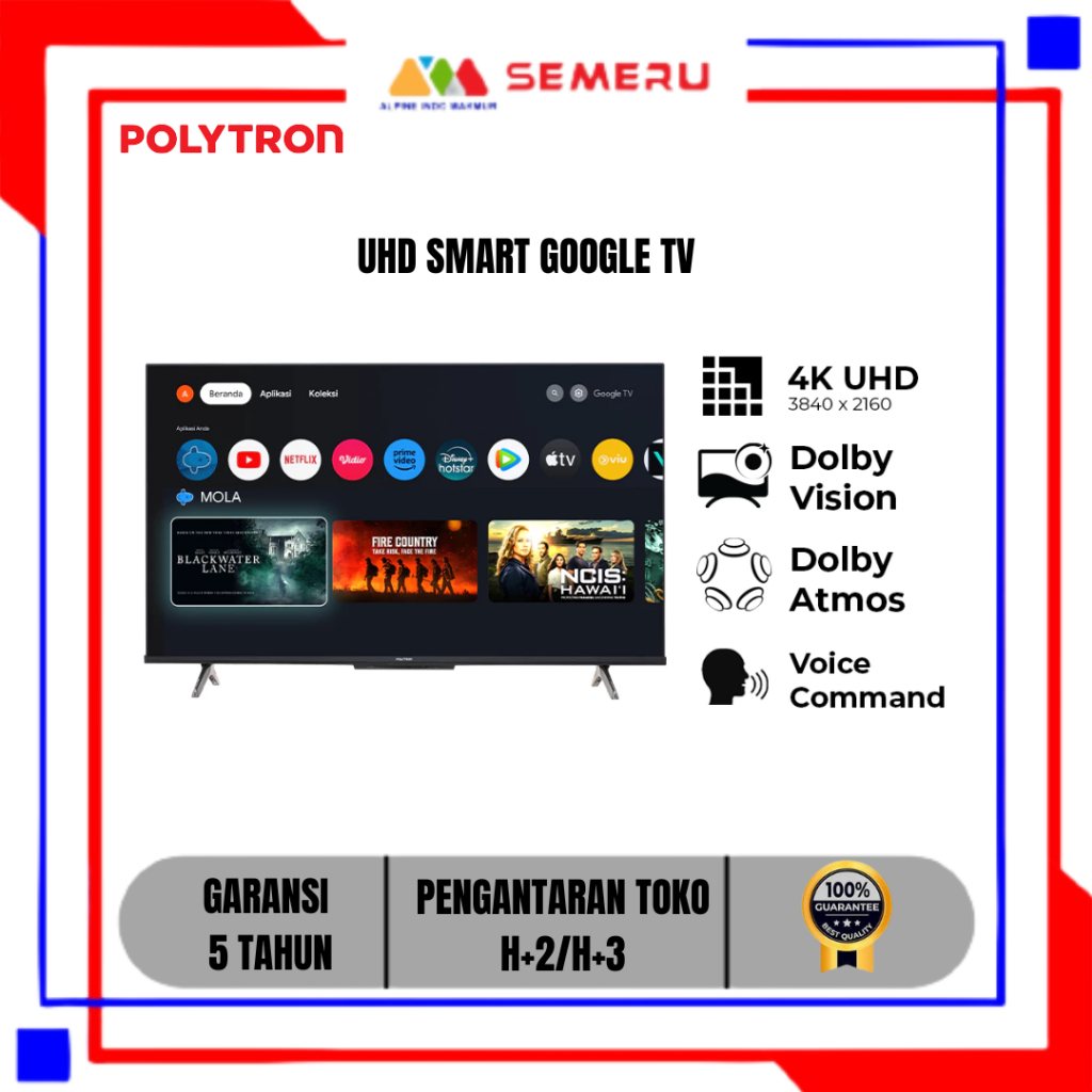 POLYTRON 4K UHD SMART GOOGLE TV  43 INC  PLD-43UG5959 / 50 INC PLD-50UG5959 / 55 INC PLD-55UG5959 / 