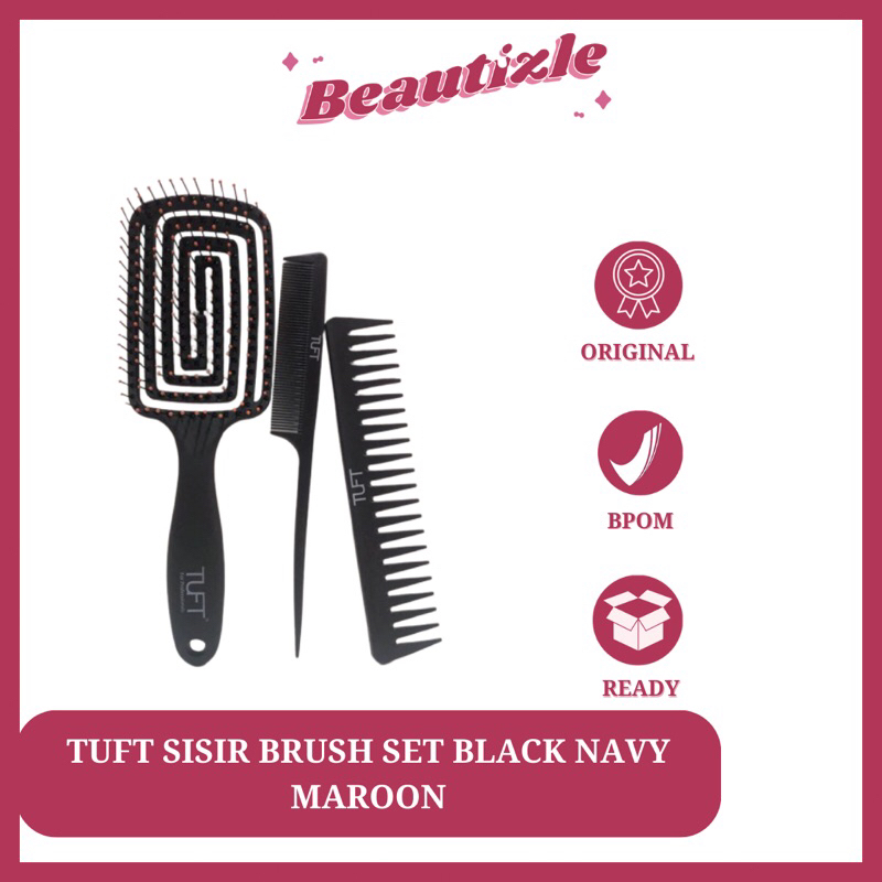TUFT Sisir Brush Set Black Navy Maroon