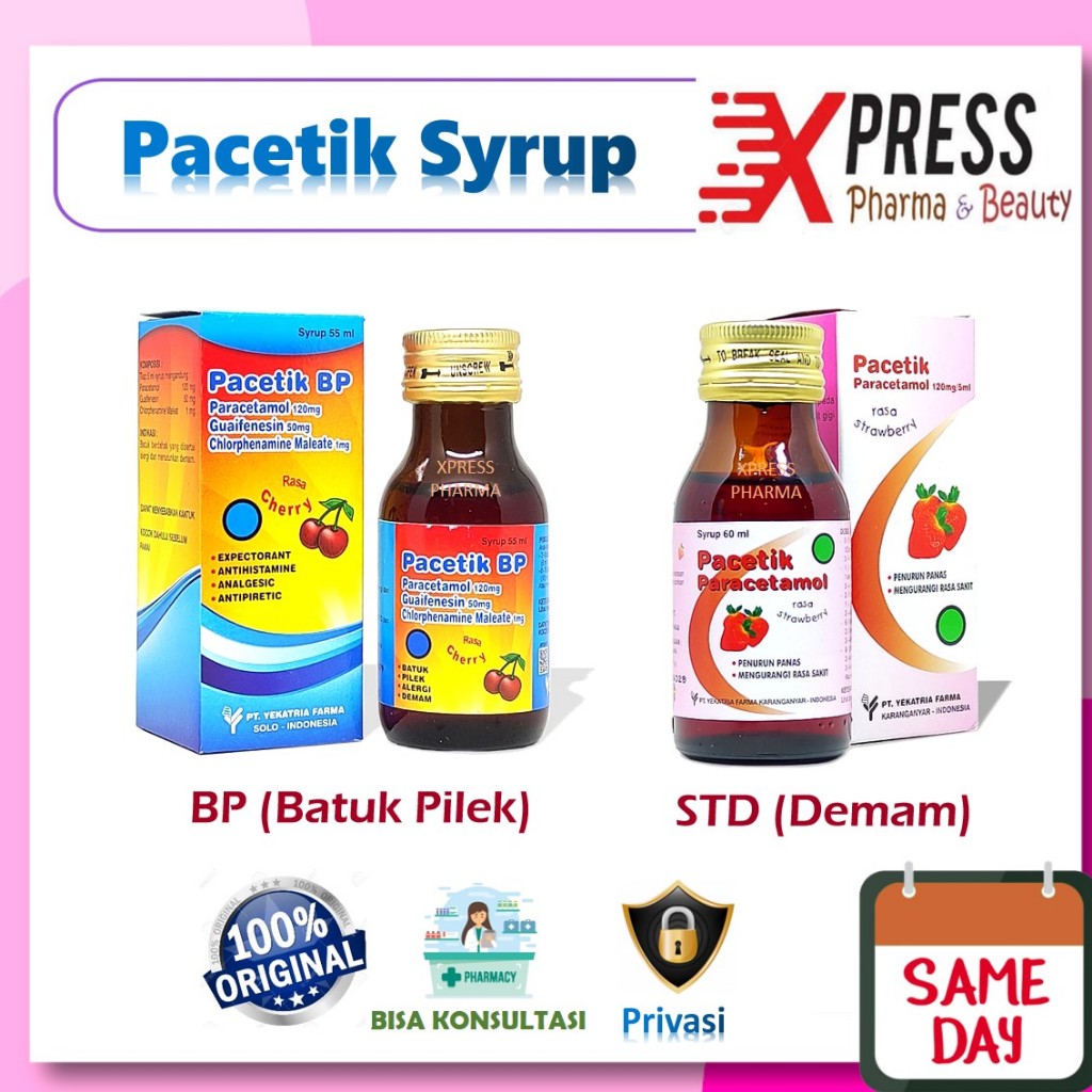XPRESS  PACETIK STD / BP Syrup Obat Batuk Pilek Demam Anak Pacetic Sirup Zs