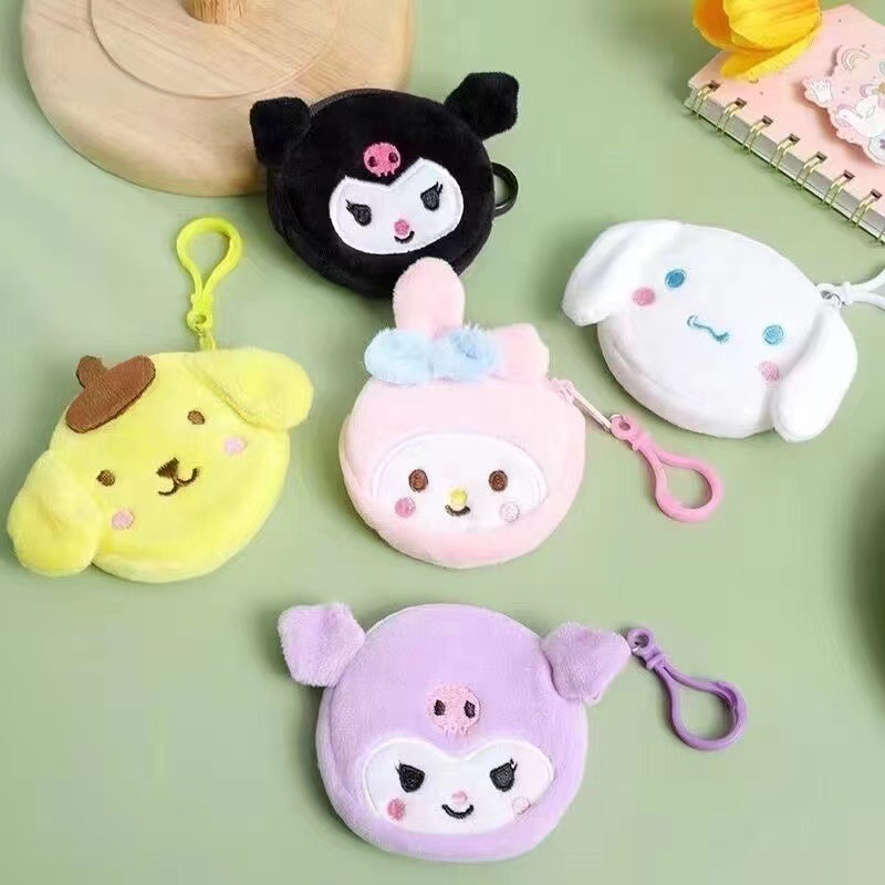 DOMPET KOIN SANRIO GANTUNGAN KUNCI DOMPET KOIN SANRIO TAS MINI BULU DOMPET KARAKTER LUCU TERMURAH