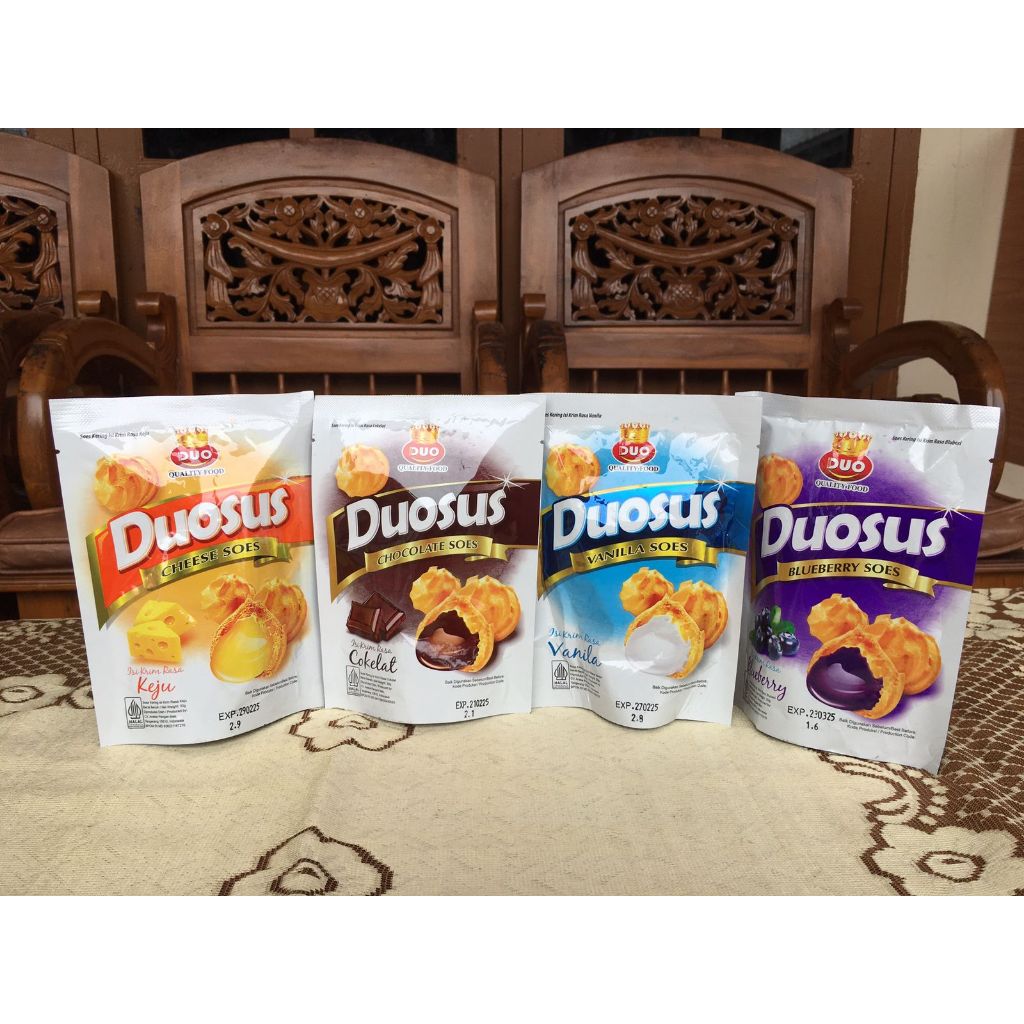 

Duosus soes coklat / blueberry / vanilla / keju / 35 gram - cemilan sus enak termurah