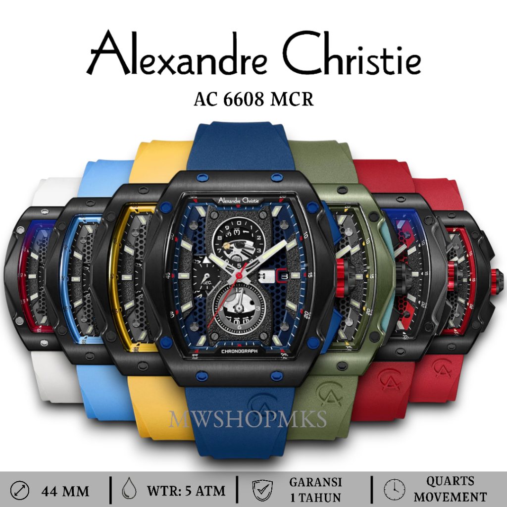 Jam Pria Alexandre Christie AC6608 AC 6608 Rubber Strap Original Garansi Resmi Alexander Christie