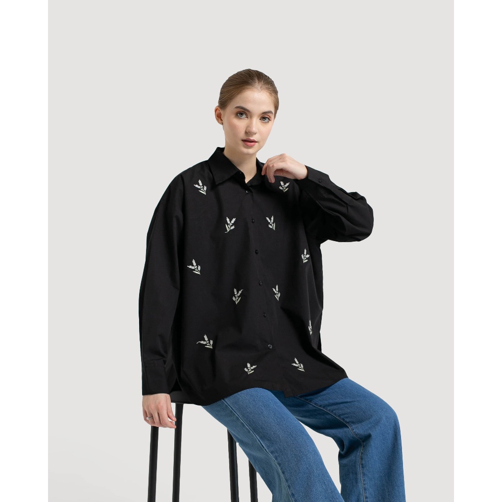 KODE K85D Cotton Orchid Top  Kemeja Oversize Wanita