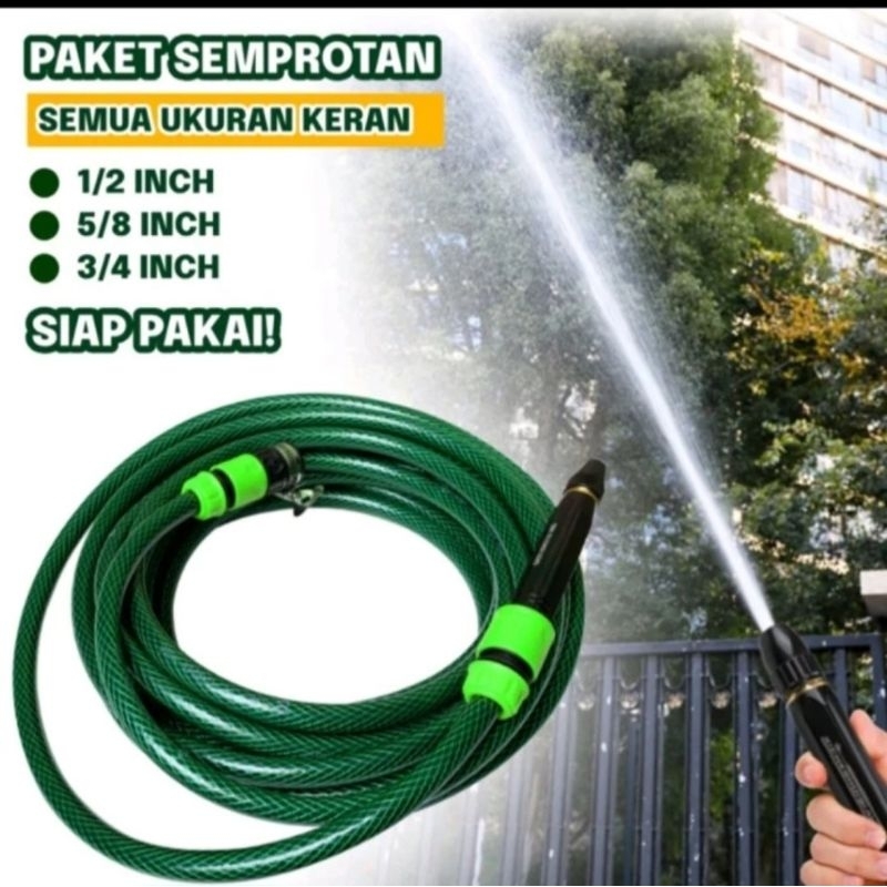 Selang air semprot spray gun serat hijau cuci mobil