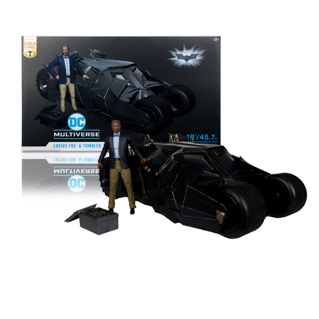 Batman Lucius Fox & Tumbler (The Dark Knight) Gold Label Vehicle McFarlane toys DC multiverse batmob
