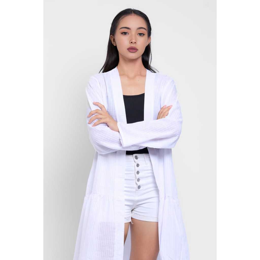 BEAMISH Cardigan Wanita Garis Putih 280803