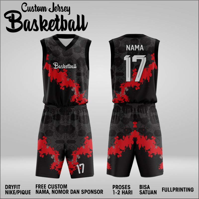 JERSEY BASKET CUSTOM FREE DESIGN FULL PRINTING