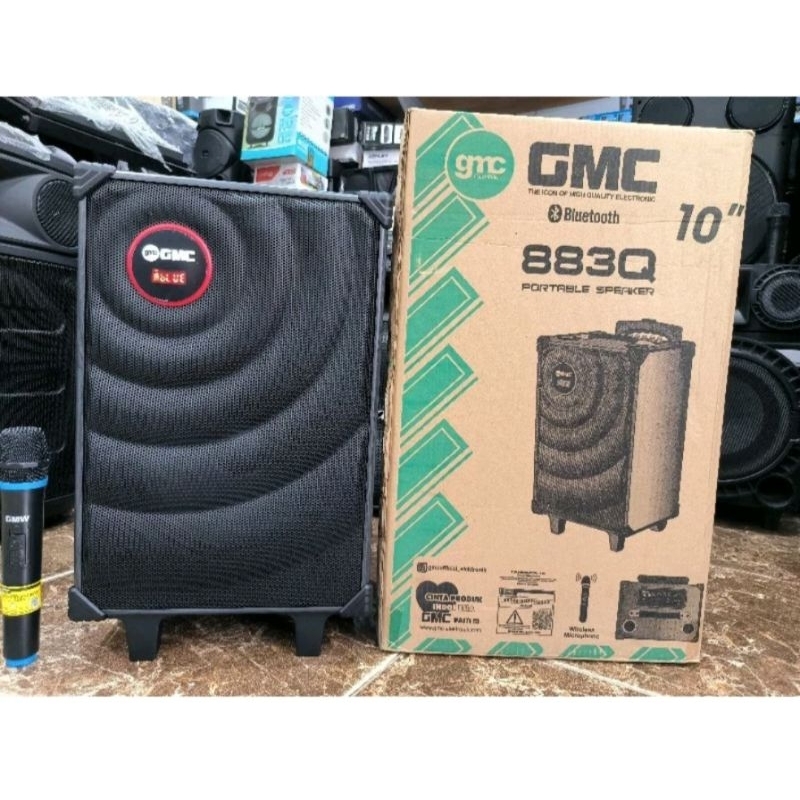 Speaker portable Bluetooth karaoke GMC 883Q ukuran 10 inc + mic wireless 1 full bass