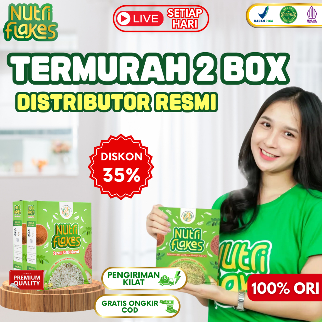 

NUTRIFLAKES 2 BOX ORIGINAL- NUTRIFLAKES MINUMAN SEREAL ATASI MAAG GERD ASAM LAMBUNG LIVE COD
