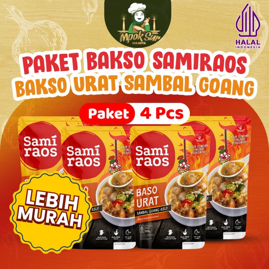 

Paket Hemat Sami Raos Baso Urat Sambal Goang Samiraos Isi 4pcs