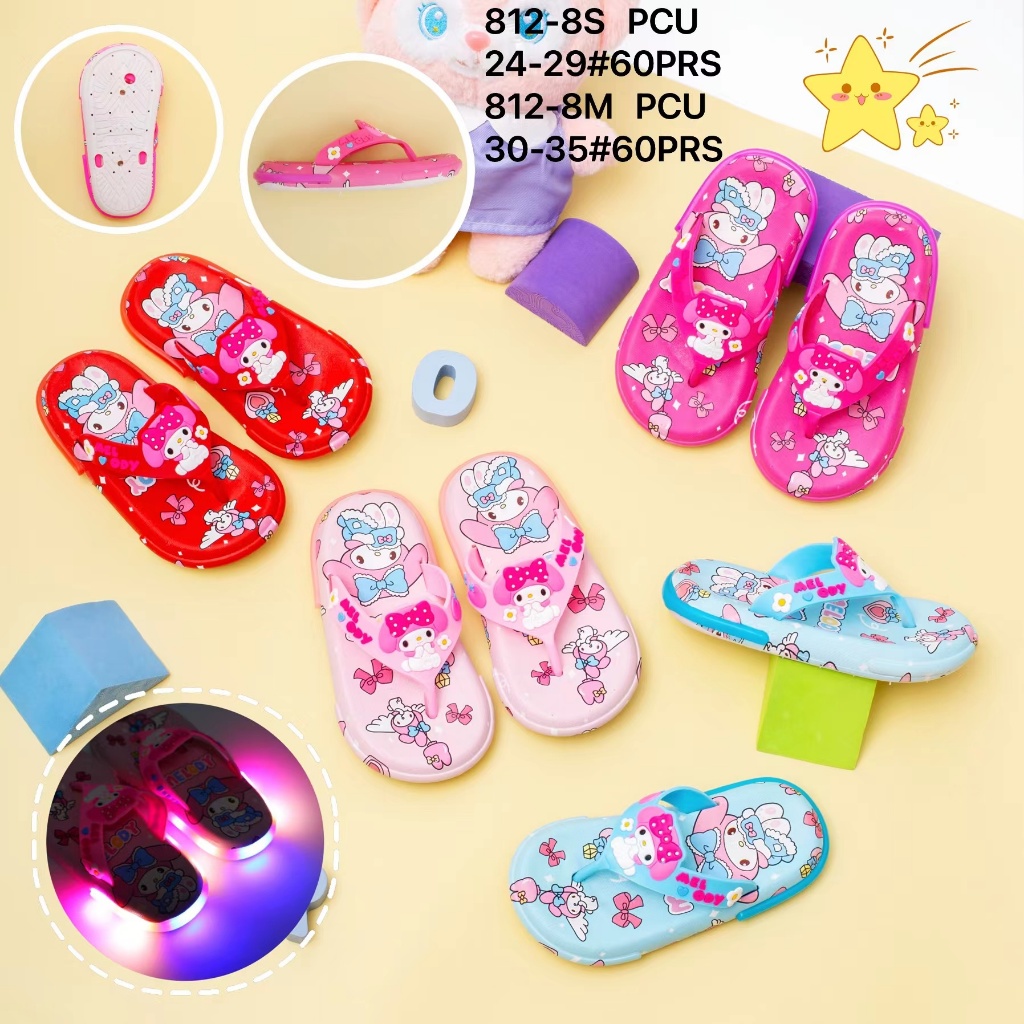 Sandal Jepit Anak Perempuan Kuromi Sanal LED Sandal Jepit Karet Anak Cewek Perempuan Kuromi Sandal