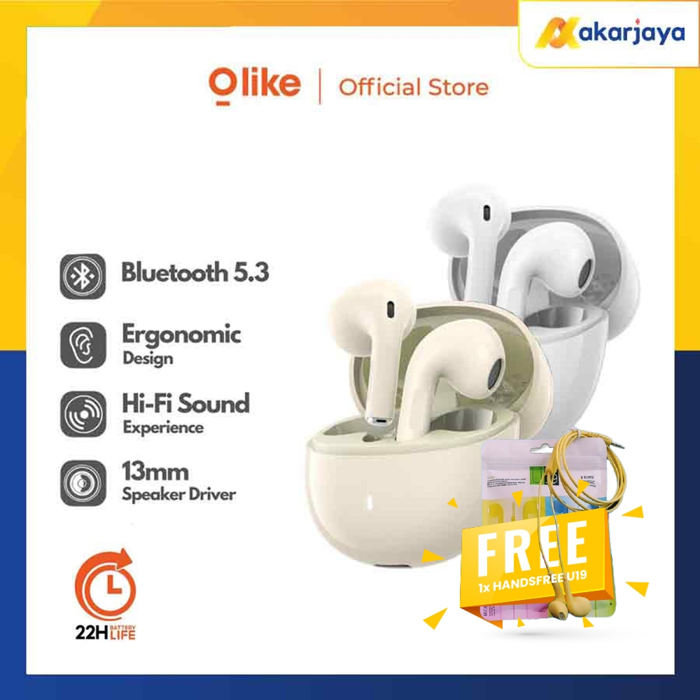 (Free Handsfree U19) Olike T111 TWS True Wireless Earbuds Headset Bluetooth 5.3 HiFi Sound 22Jam