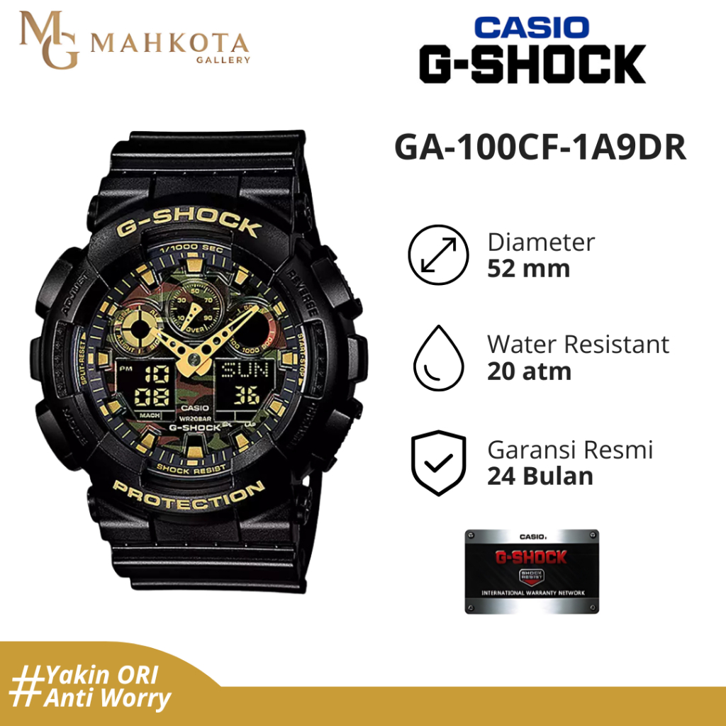 Jam Tangan Pria Casio G-SHOCK GA-100CF-1A9DR Strap Karet Original Bergaransi Jam Tangan Palembang