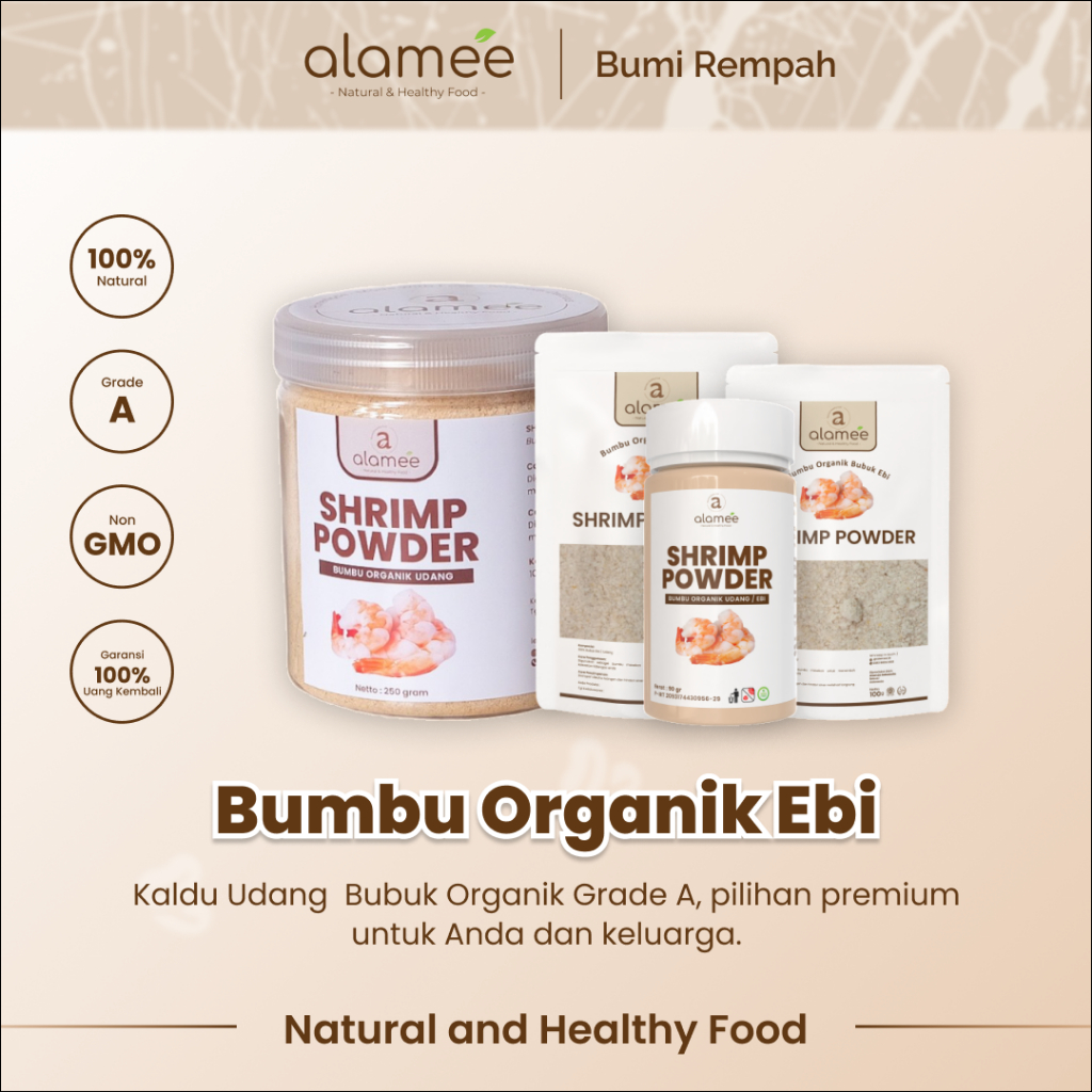 

ALAMEE Ebi Bubuk Kering Halus Udang Bumbu Dapur Organik Shrimp Powder Giling Praktis Seasoning