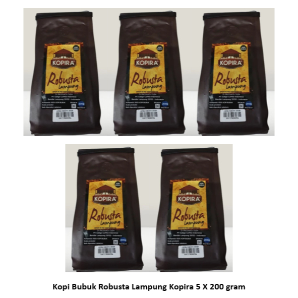 

Kopi Bubuk Robusta Lampung Galigo Kopira 1 Kg (5 X 200 gram)