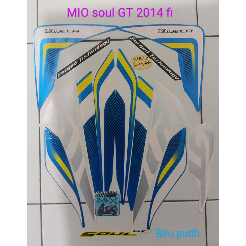 STIKER STRIPING LIS LES POLET PLAT BODY MOTOR YAMAHA MIO SOUL GT 2014 FI BIRU PUTIH