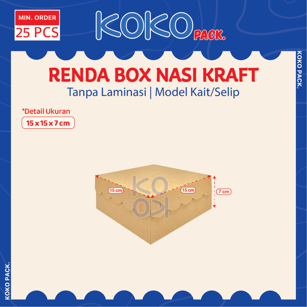 

Box Nasi Kraft Model Renda Tebal Tanpa Laminasi 15x15 | Dus Makanan Catering Kotak Take Away