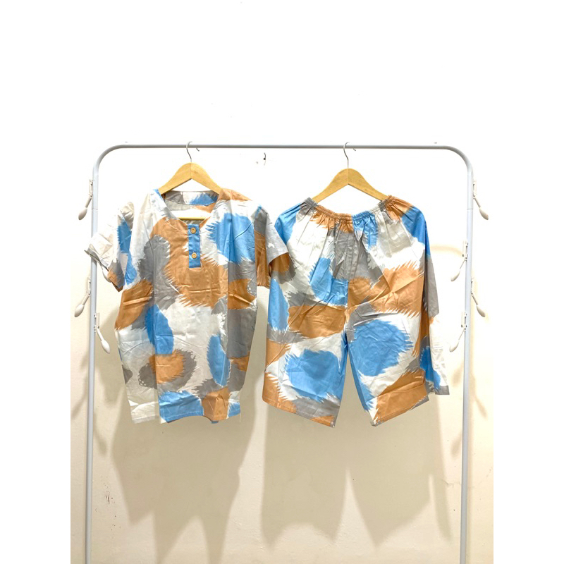 Setelan Baju Tidur Wanita Celana Kulot Pendek  Lengan Pendek Celana 3/4 Kulot Bahan Rayon Busui Frie