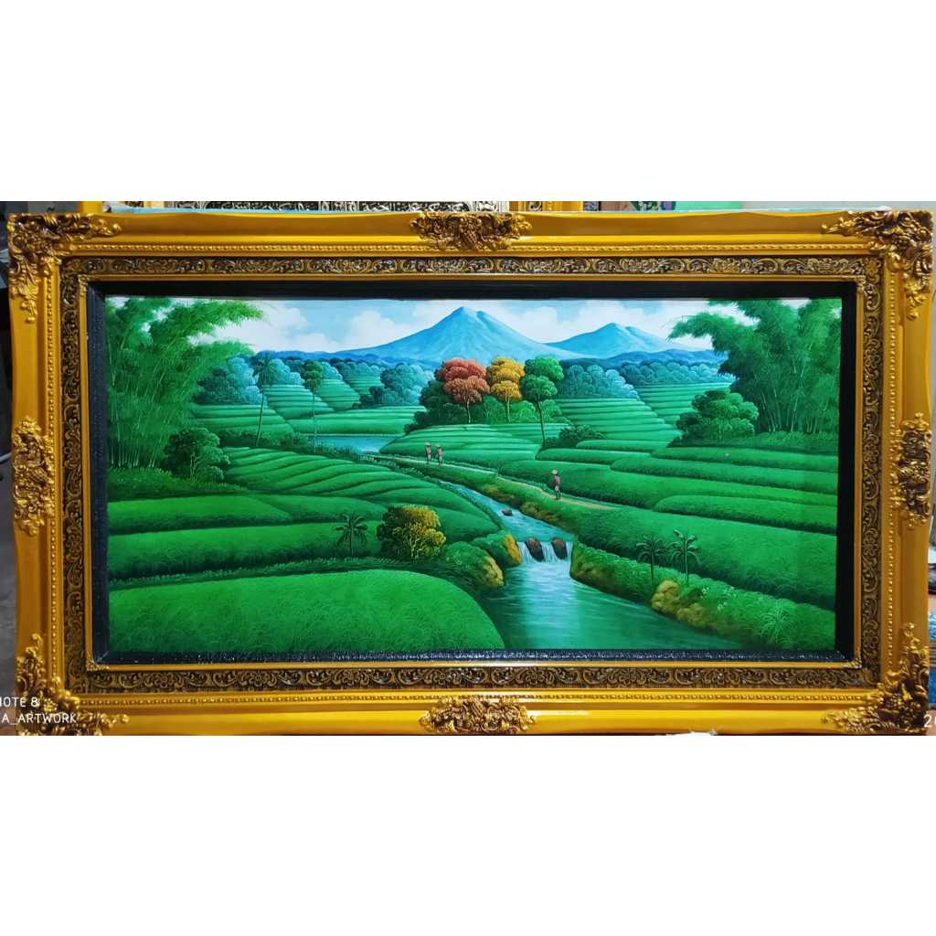lukisan pemandangan alam berkualitas ukuran 120cm x 60cm hanya lukisan nya saja