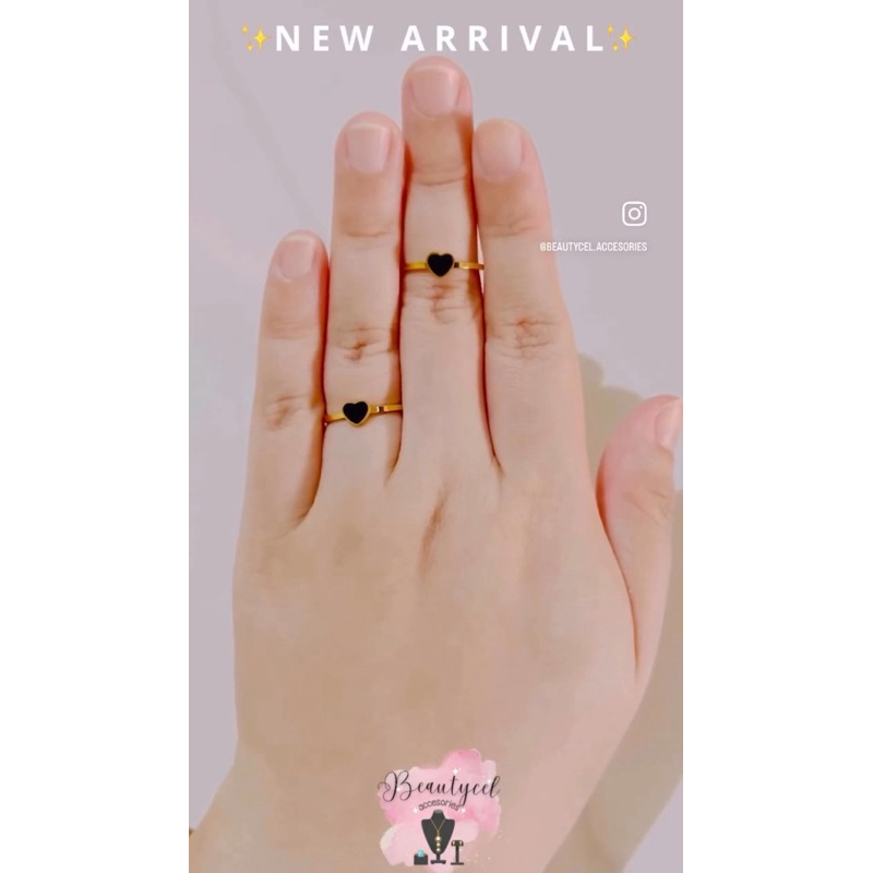 Cincin titanium emas love mata hitam