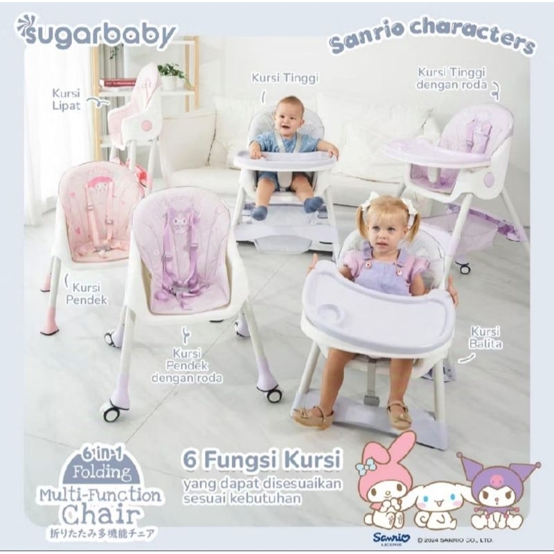 Sale Sugar Baby 6In1 Folding Multi-Function Chair Sanrio Collection Kursi Makan Bayi Kursi Makan