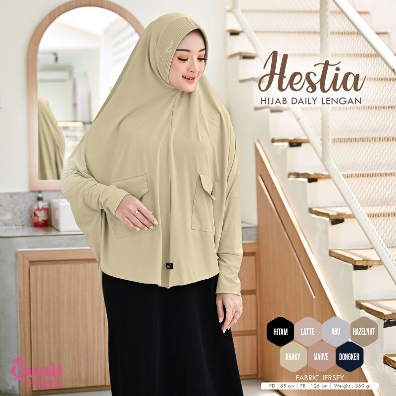 QUAIL HIJAB - Hestia Hijab Daily Lengan | Hijab Instan Lengan Saku Depan Fabric Jersey