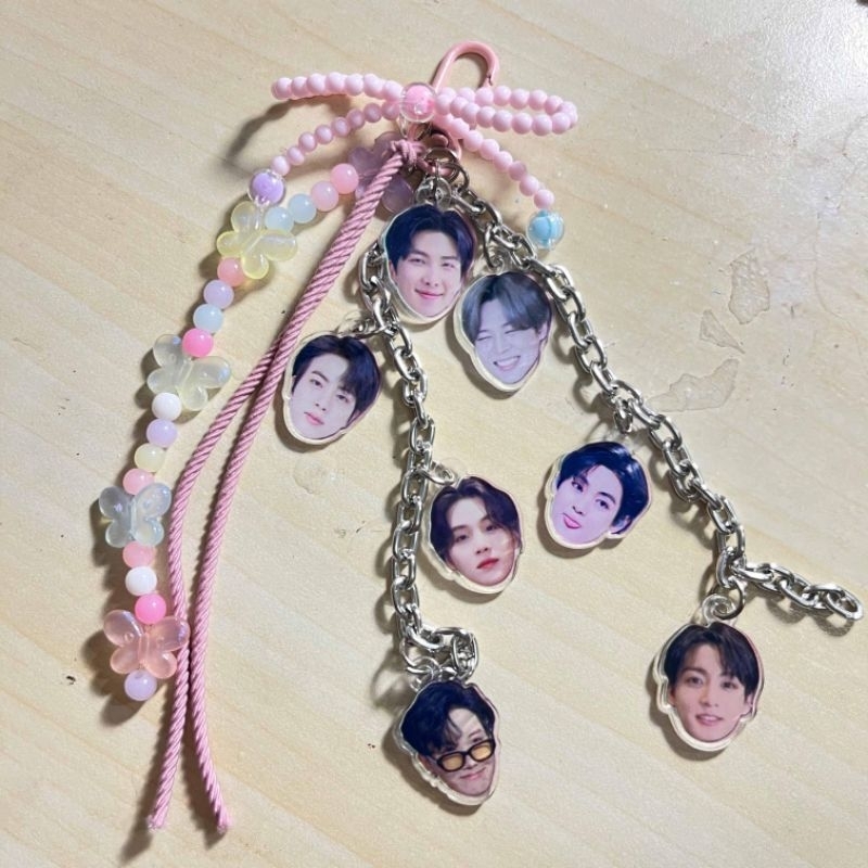 Asrade Official - (BTS PINK BUTTERFLY EDITION) Keychain Keyring Ganci Kpop Gantungan HP BTS / RM / J