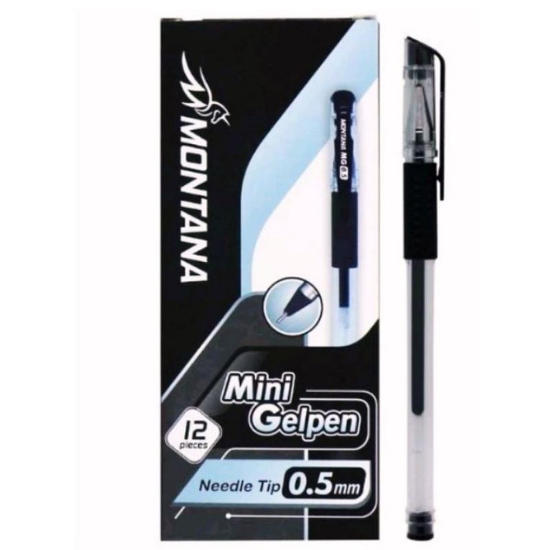 

12 Pcs / 1 Lusin Ballpoint Mini Gel Pen / Pulpen / Gell Pen Montana 0.5 mm