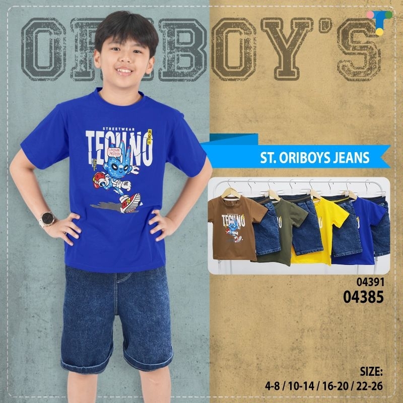 [2-14th] - SETELAN KAOS OBLONG PREMIUM CELANA PENDEK JEANS FASHION EMBOSS YESS KIDS ORYBOYS ORIBOYS 