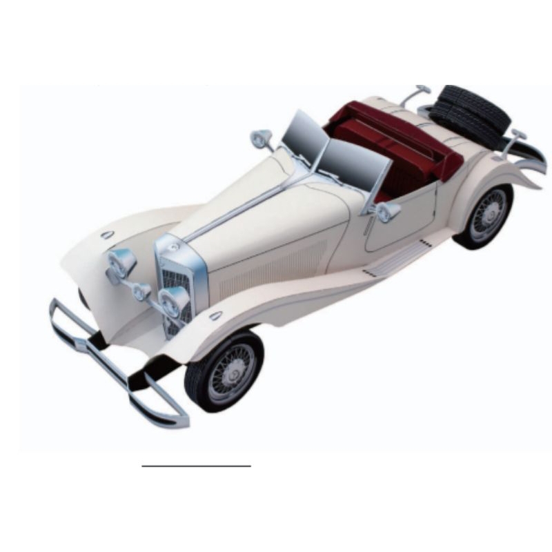 Lembaran pola papercraft mobil classic mercedes 500k (3PZ-F4)