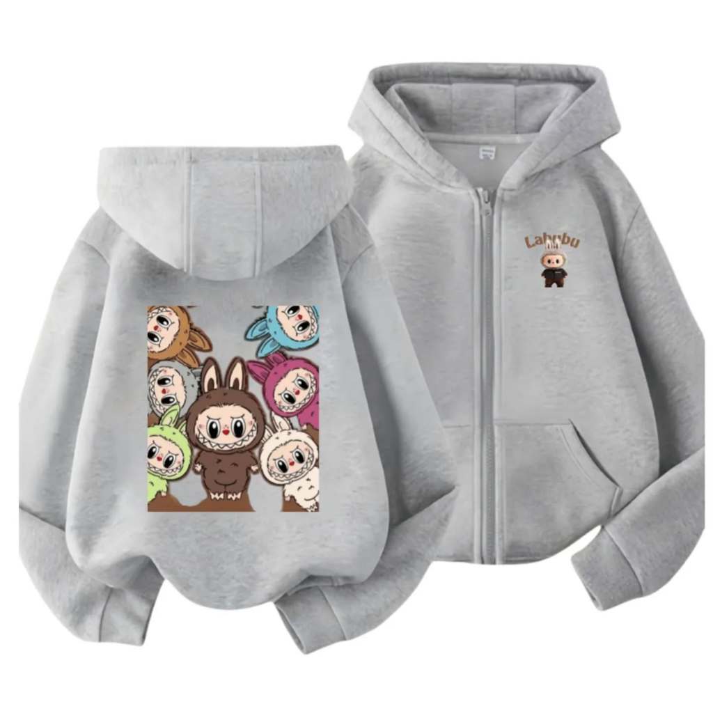 [COD] Labubu Have A Good Time Zipper jacket Anak 8-10 Th  Fleece Tebal Premium Outerwear Jacket Vars