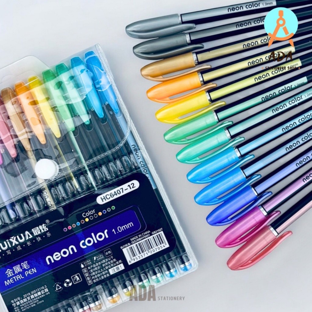 

(12 pcs) GELPEN GLITER /HIGHLIGHT PEN HG6407/NEON PEN/METALIK